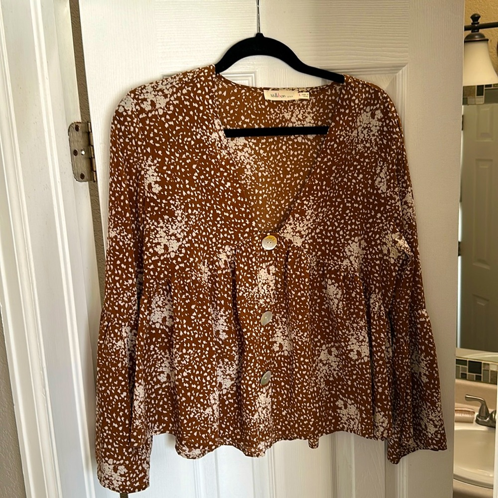 Brown Babydoll Blouse